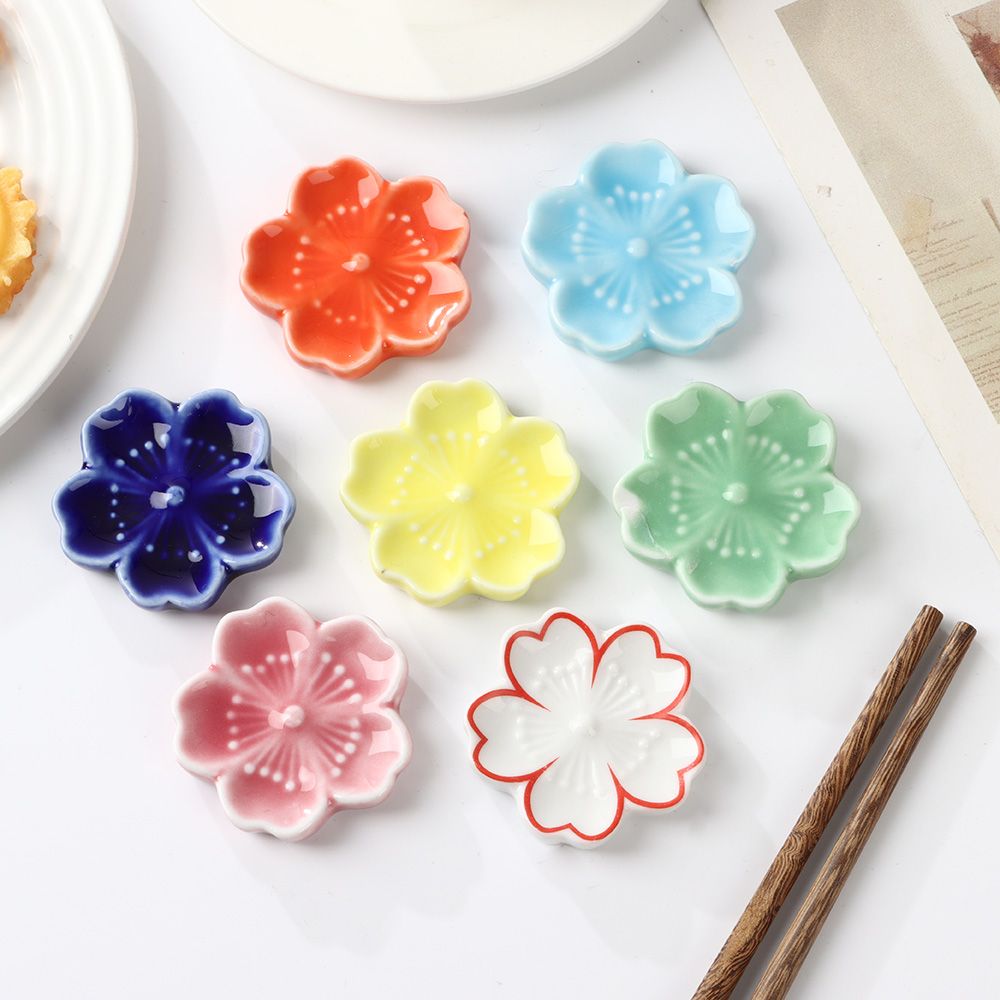 Chopstick Rest Ceramic - ที่วางตะเกียบตะเกียบตะเกียบในครัวใหม่เซรามิกสีสันสดใสลายดอกซากุระบาน