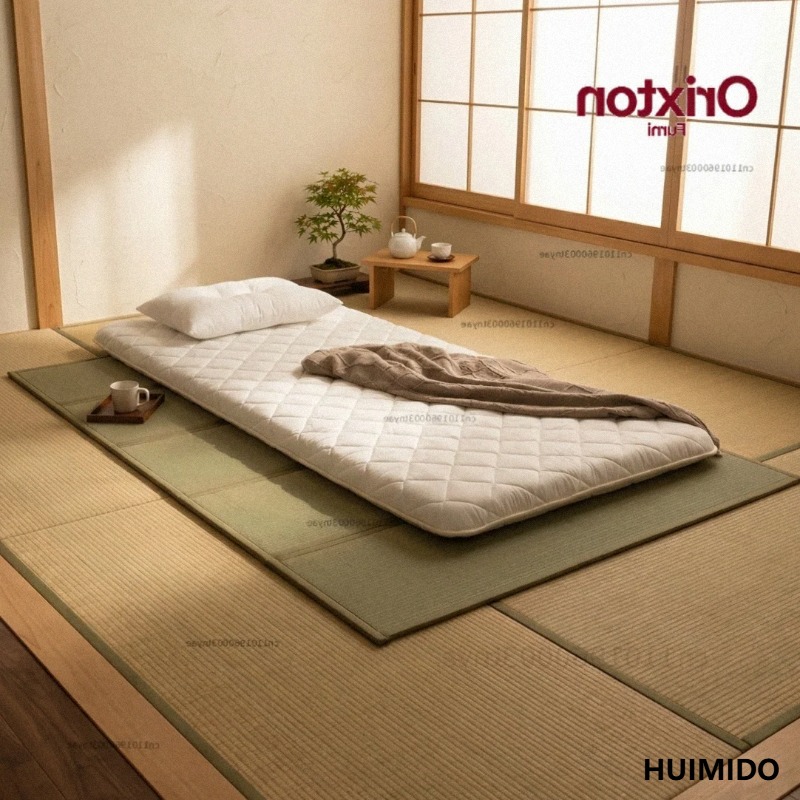 Tatami Mat Rush - เสื่อทาทามิพับได้ 4 ทบ เฟอร์นิเจอร์ญี่ปุ่น ที่นอนฟูกจากหญ้าสำหรับเตียงของคุณ เสื่อปูพื้นสำหรับนอนโยคะ