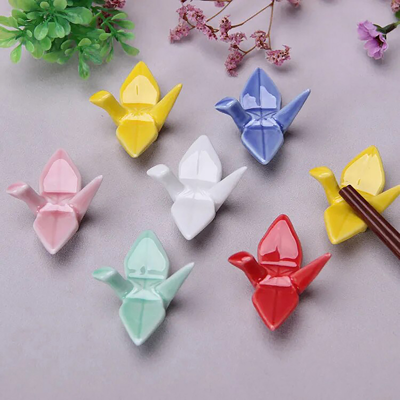 Chopstick Rest Ceramic - ที่วางตะเกียบเซรามิกรูปนกกระเรียน ที่วางช้อนส้อม ที่วางช้อนอาหาร ของตกแต่งบ้าน ของขวัญขึ้นบ้านใหม่