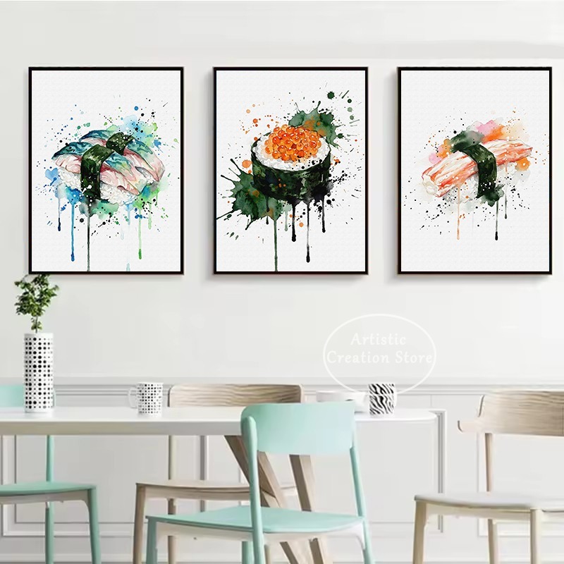 ภาพวาดสีน้ำอาหารญี่ปุ่น ซูชิปล - Japanese Food Lifestyle บทวิจารณ์และราคา