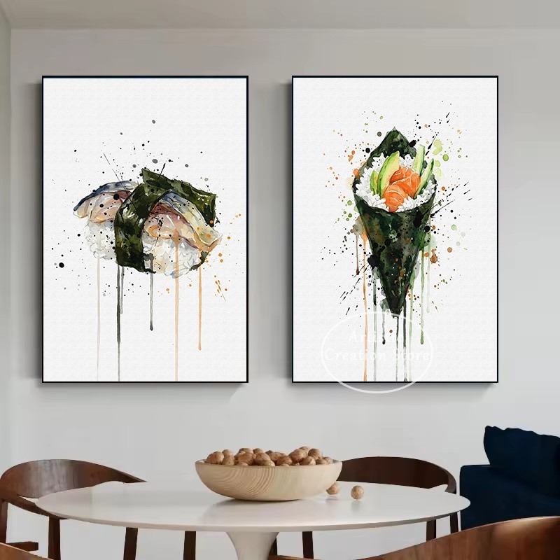 ภาพวาดสีน้ำอาหารญี่ปุ่น ซูชิปล - Japanese Food Lifestyle บทวิจารณ์และราคา